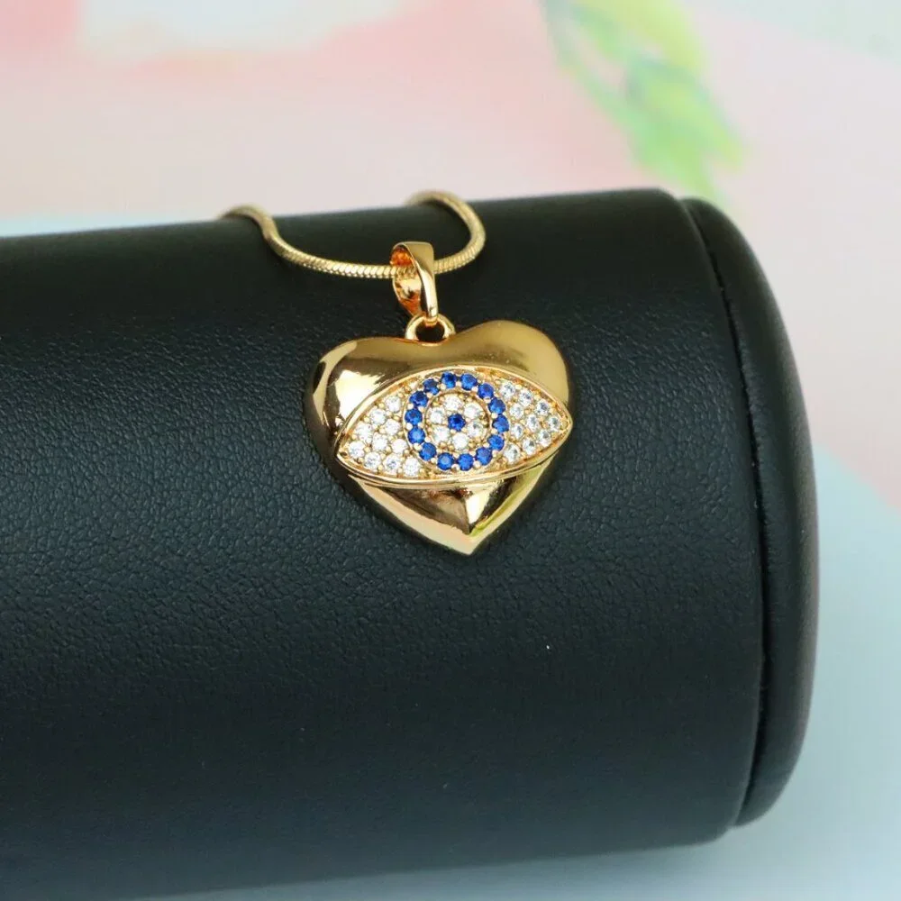 "Heart Shape Evil Eye Pendant in Rose Gold Finish, XPPT1576 - Picture 3 of 13